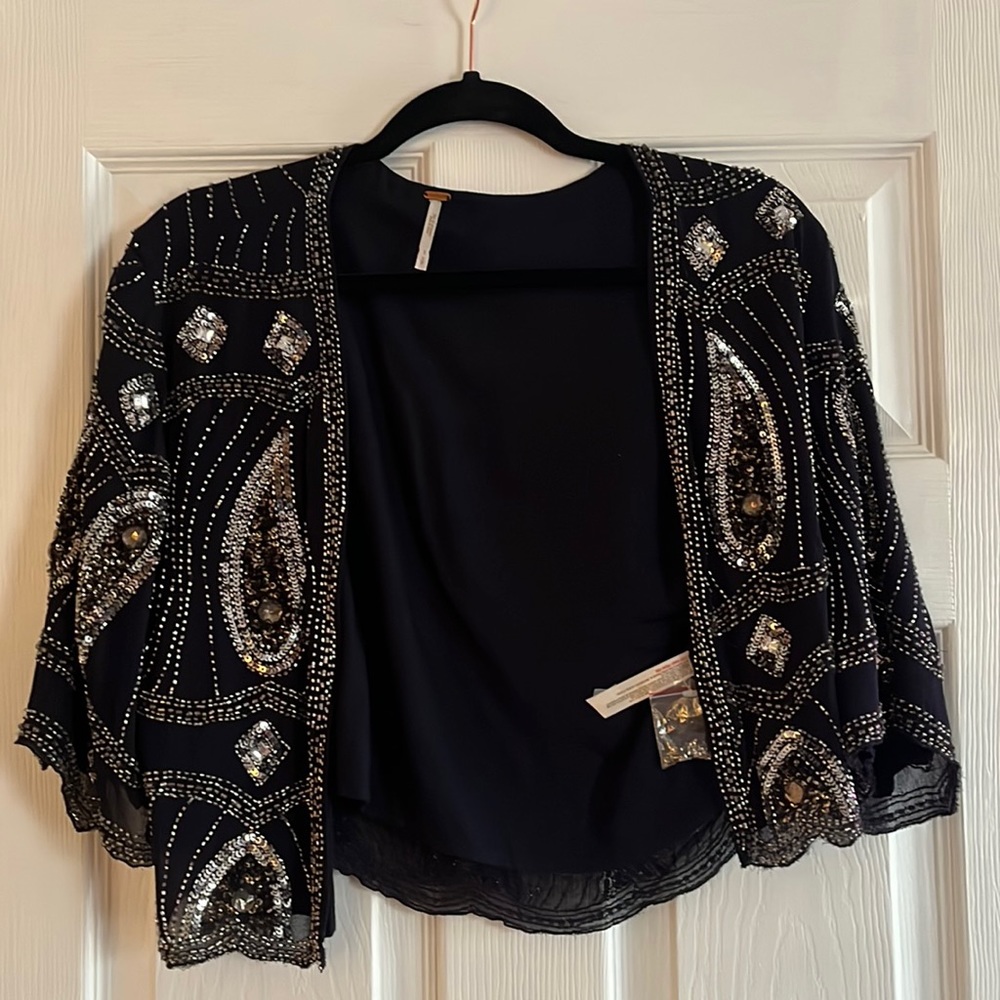 Free People beaded crop jacket